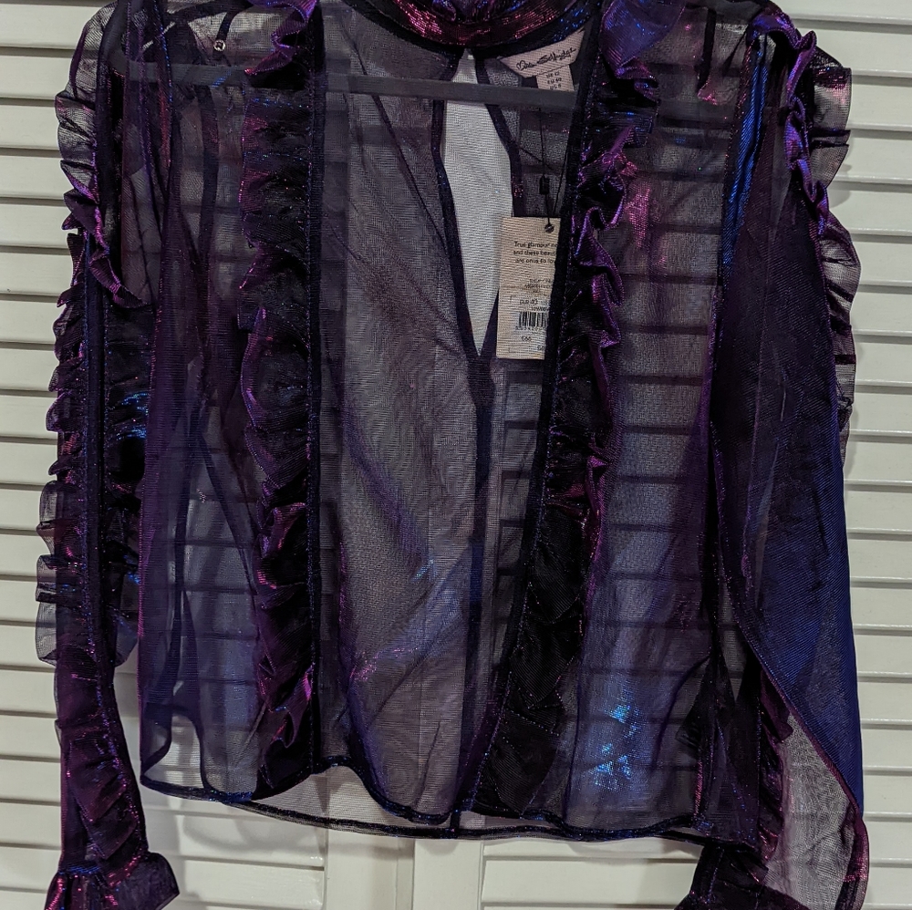 Miss Selfridge metallic ruffle top